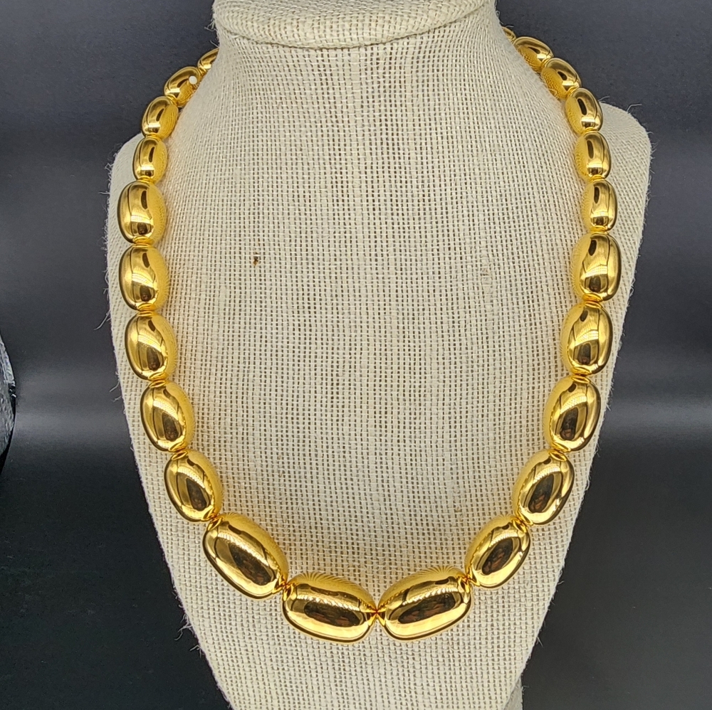 14k gold Milor Italy beaded necklace  vintage but like New 20in statement piece